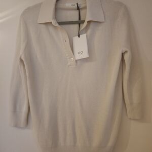 CO Women's V-Neck Cream Sweater